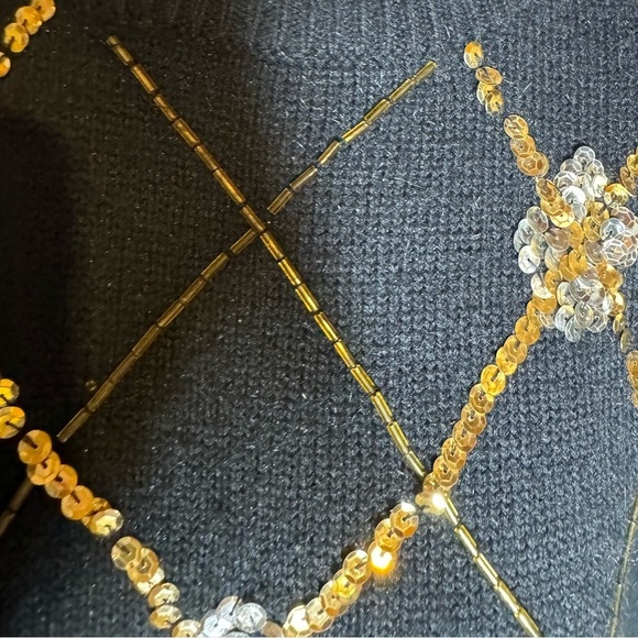 VNTG Alfred Dunner Tunic Sweater Women Black Silver Gold Sequins Size Medium - Picture 2 of 6